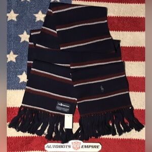 Vintage Ralph Lauren Polo STRIPE RUGBY MERINO WOOL KNIT SCARF Rlpc rlx Sportsman